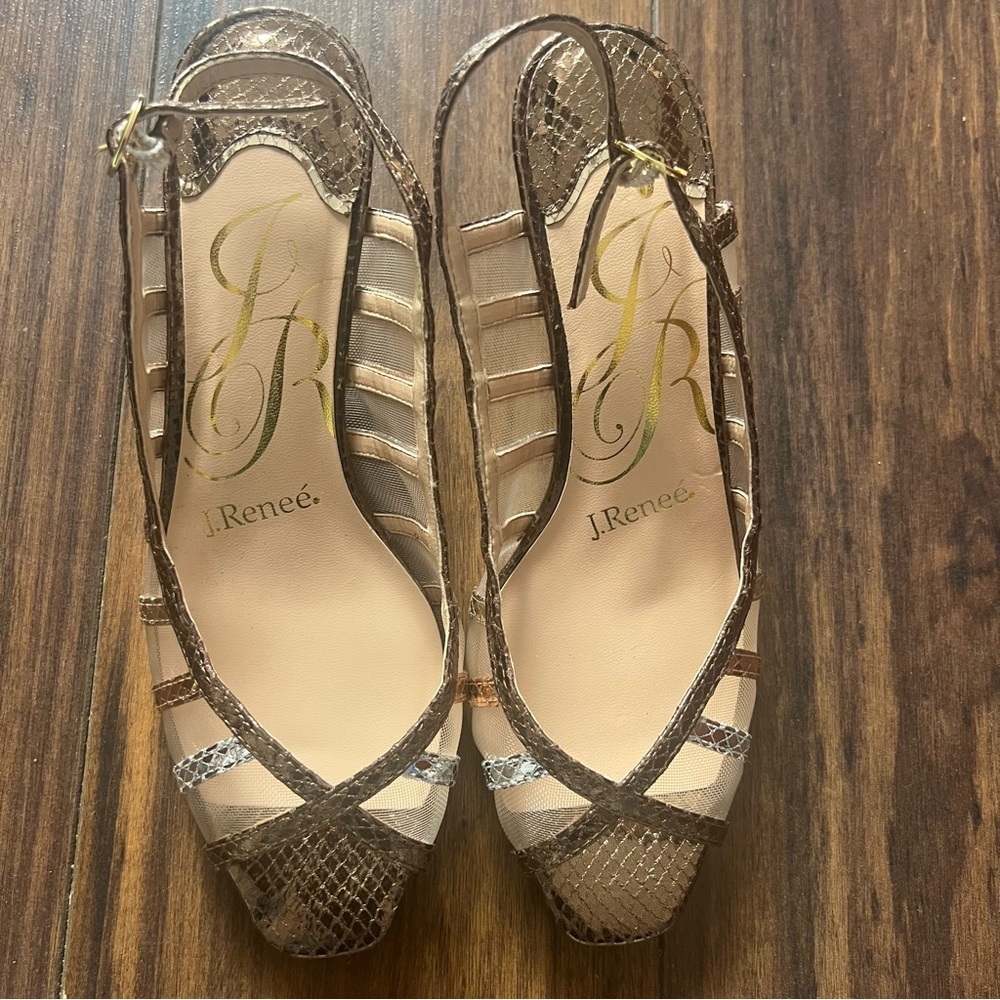 J. Renee Mesh & Snakeskin Slingback Heels – Size 7M – Like New - Picture 9 of 11